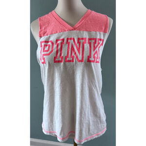 Women's Victoria's Secret PINK Tank Top Size M White & Pink